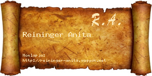 Reininger Anita névjegykártya